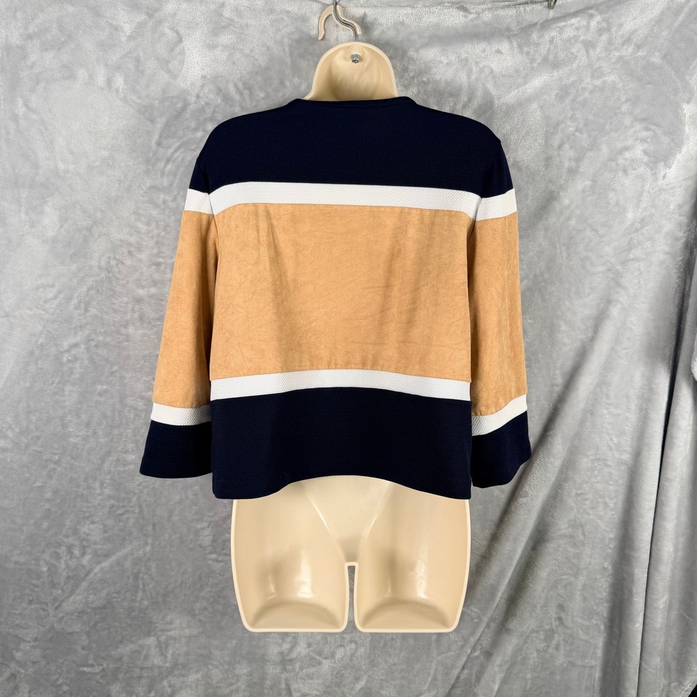 Travelers‎ Collection by Chico's Jacket 1 Navy Tan Colorblock Slightly Cropped - Picture 4 of 7